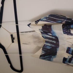 Tibi spaghetti strap shirt blouse top blue white summer 0 XS
